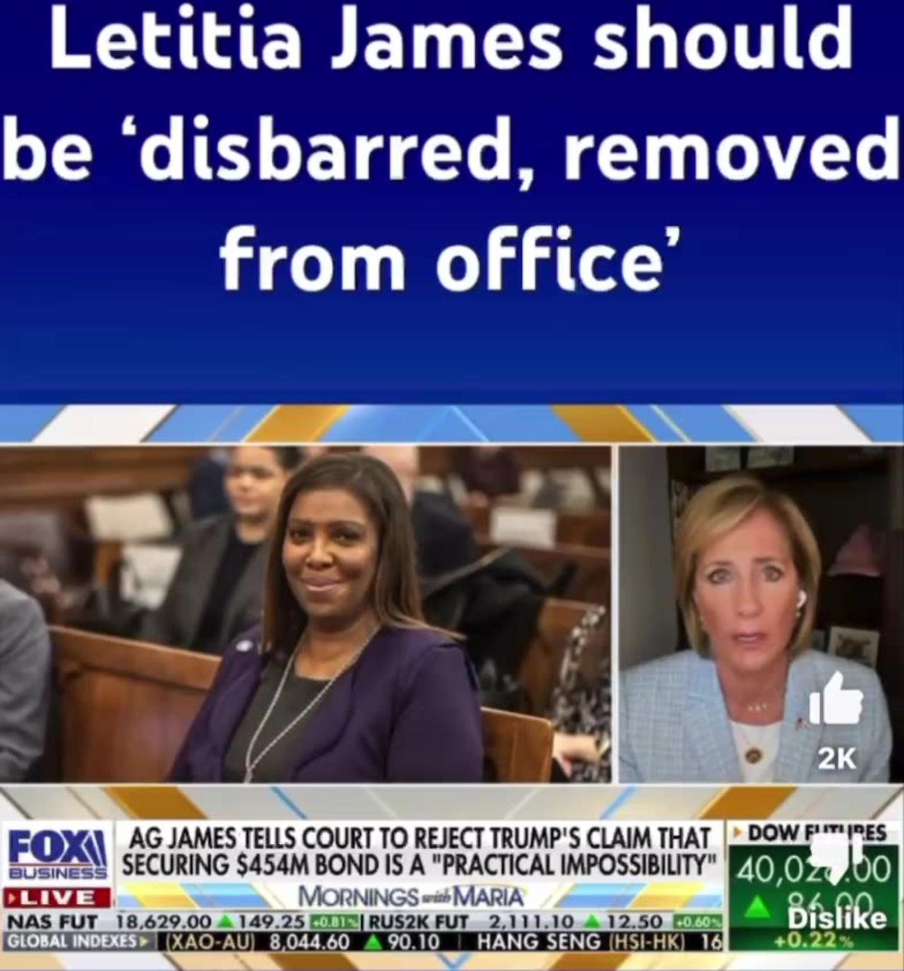 Leticia James should be disbarred and removed from office