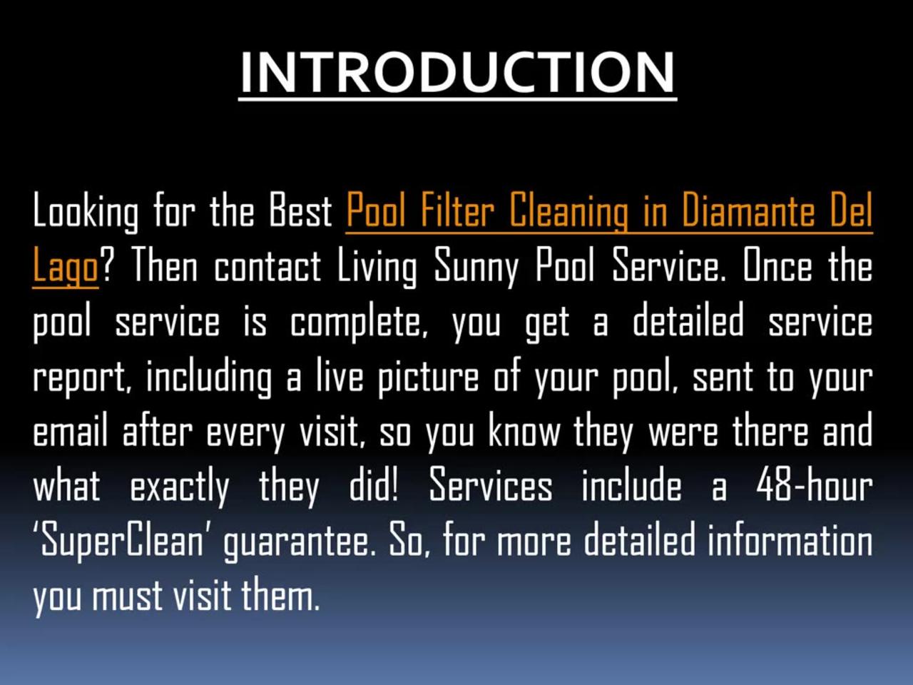 The Best Pool Filter Cleaning in Diamante Del Lago