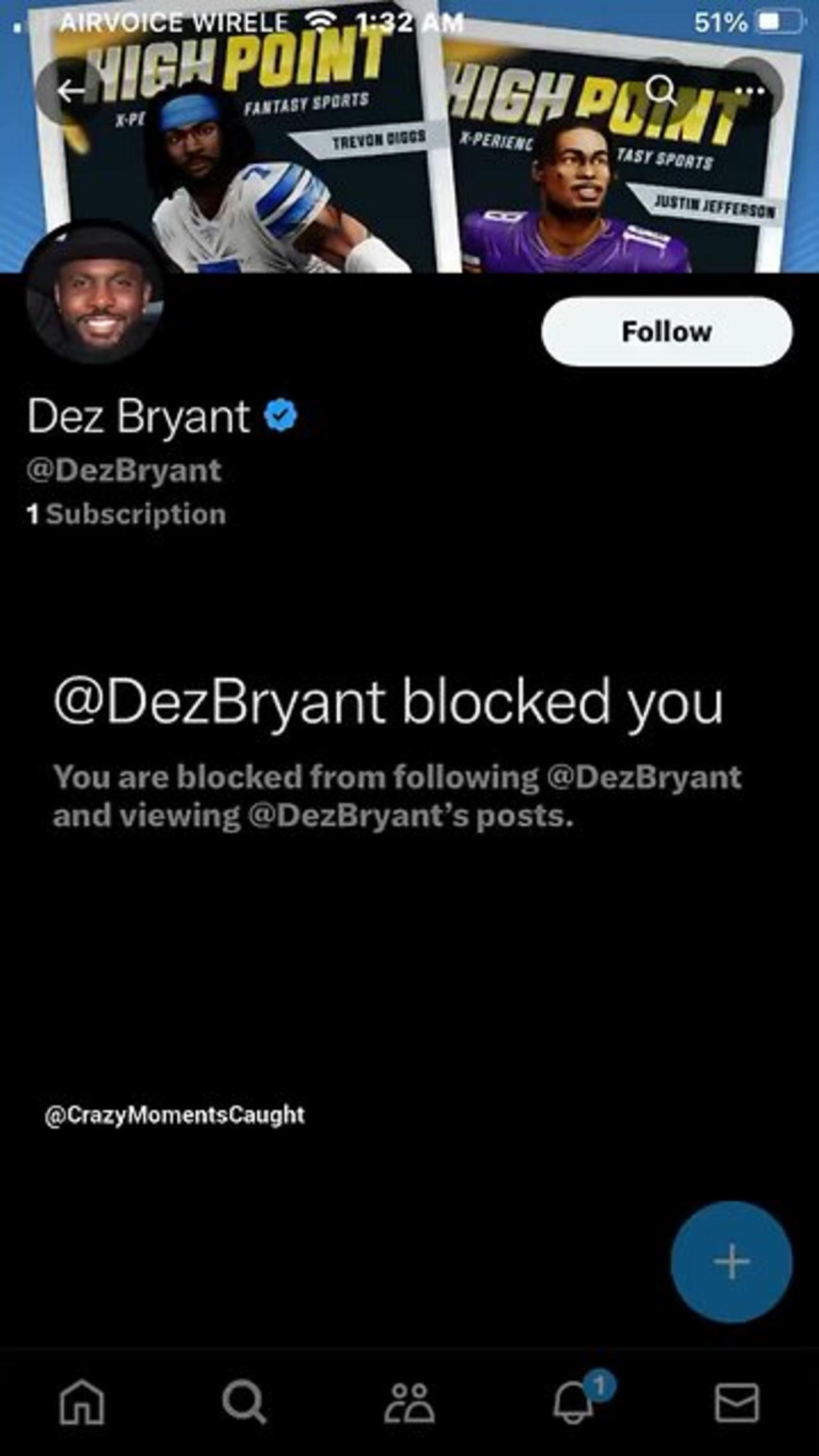 Dez Bryant Blocked Me On X
