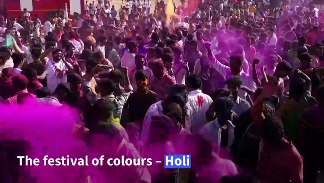 Indians and Nepalis celebrate Holi, the Hindu spring festival of colours