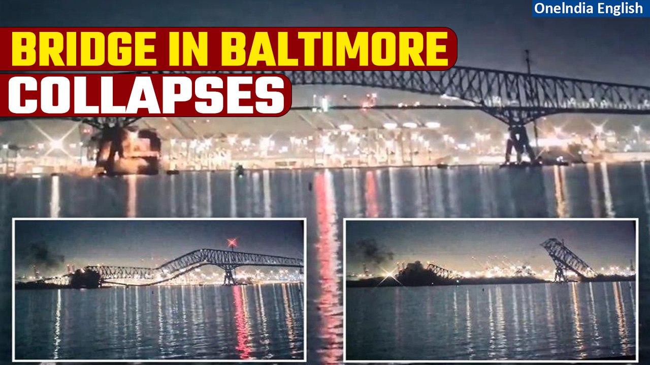 Francis Scott Key Bridge collapse in Baltimore: Vehicles fall in water | Watch | Oneindia