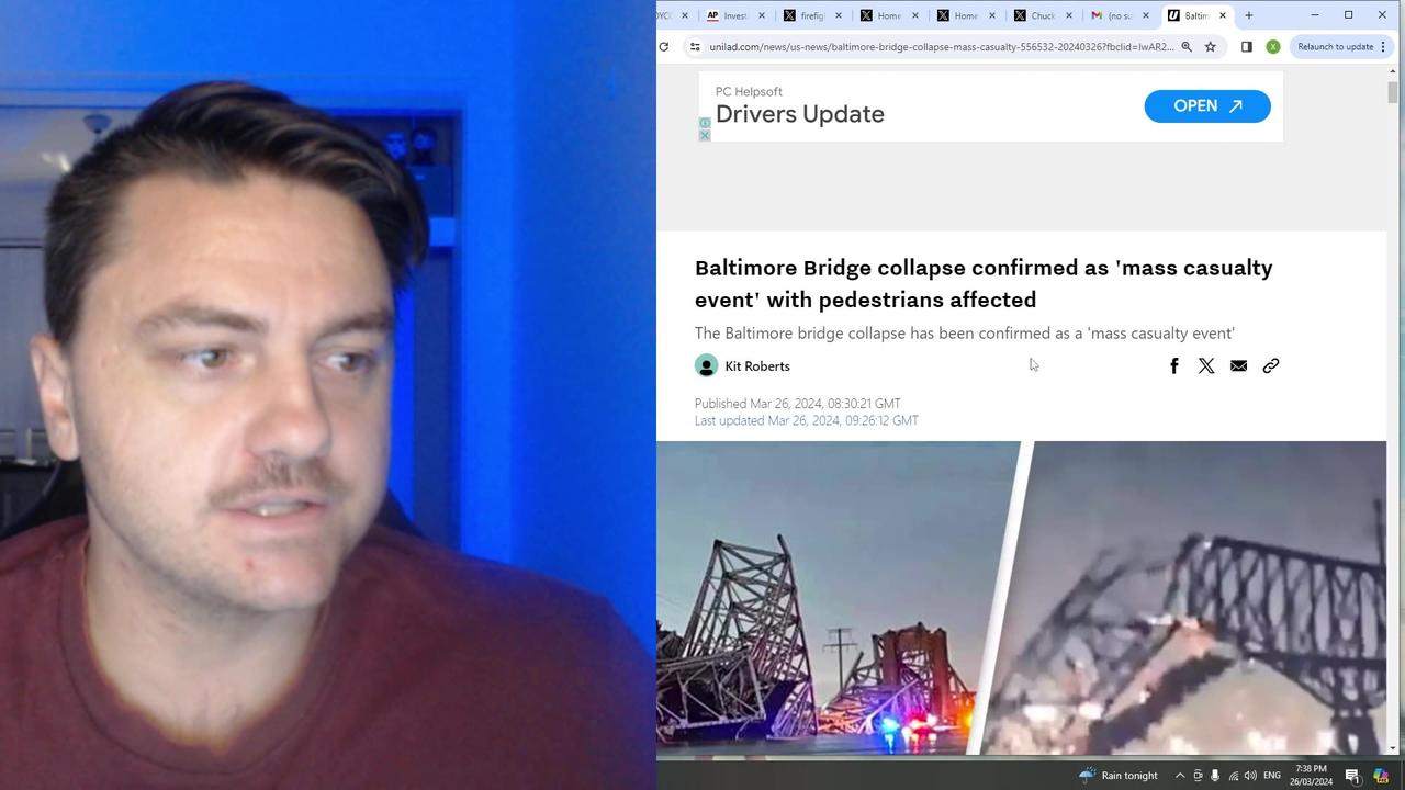 BALTIMORE Bridge as it Collapses due to Cargo Ship CRASH! Coincidence after the Russia Attack?
