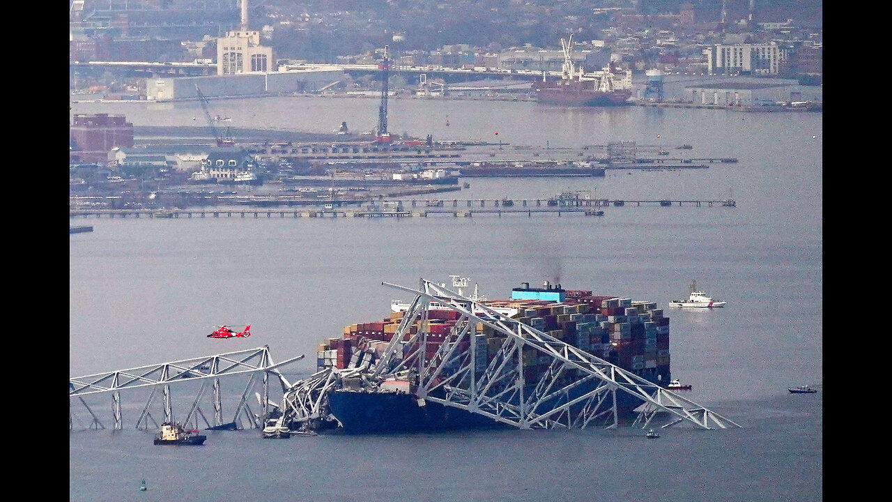 LIVE:  view of collapsed Baltimore bridge after ship crash