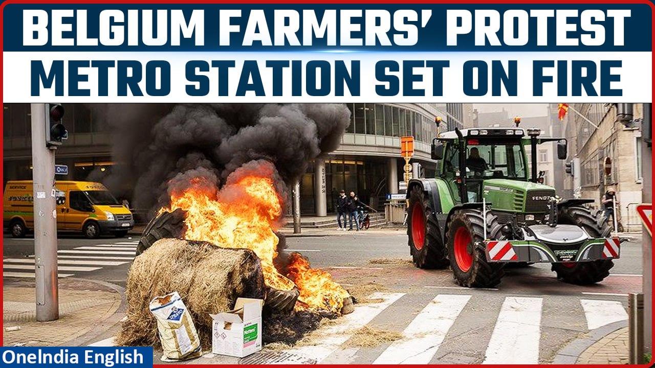 Belgium Farmers’ Protest: Protesters set fire to Brussels Metro Station during protest | Oneindia
