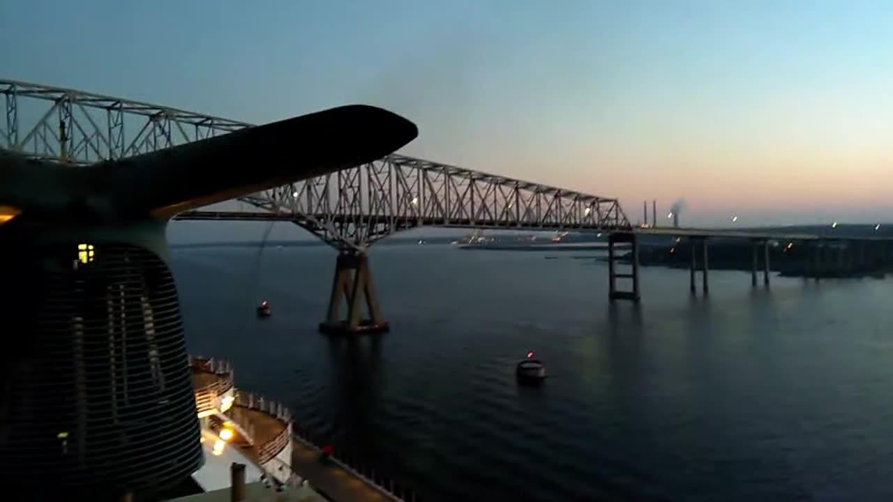 Baltimore Bridge: Spectacular View of Carnival Pride Under Key Bridge