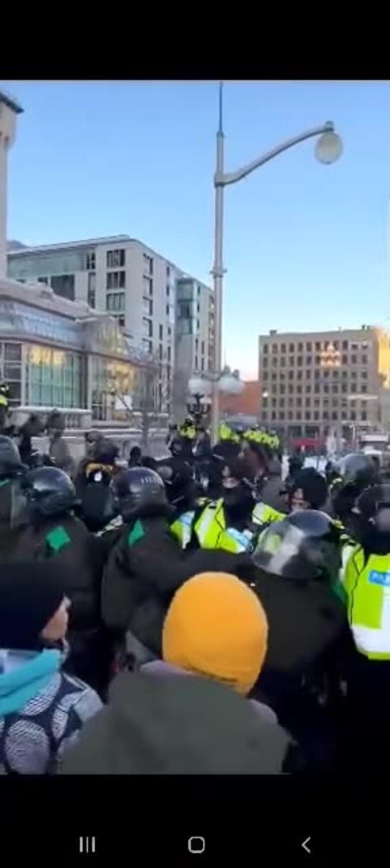 Canadian Protestors CLASH with Mounted Police R.C.M.P.