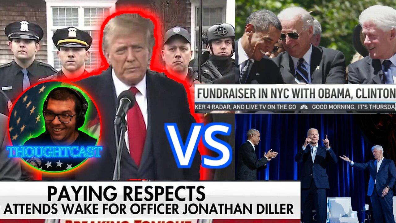 NYC Trump Pays Respects to fallen officer VS Biden fundraising with celebrities. THOUGHTCAST