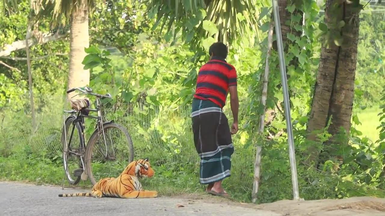 "Epic Fake Tiger Prank With Grandpa! Viewer Discretion Advised!"