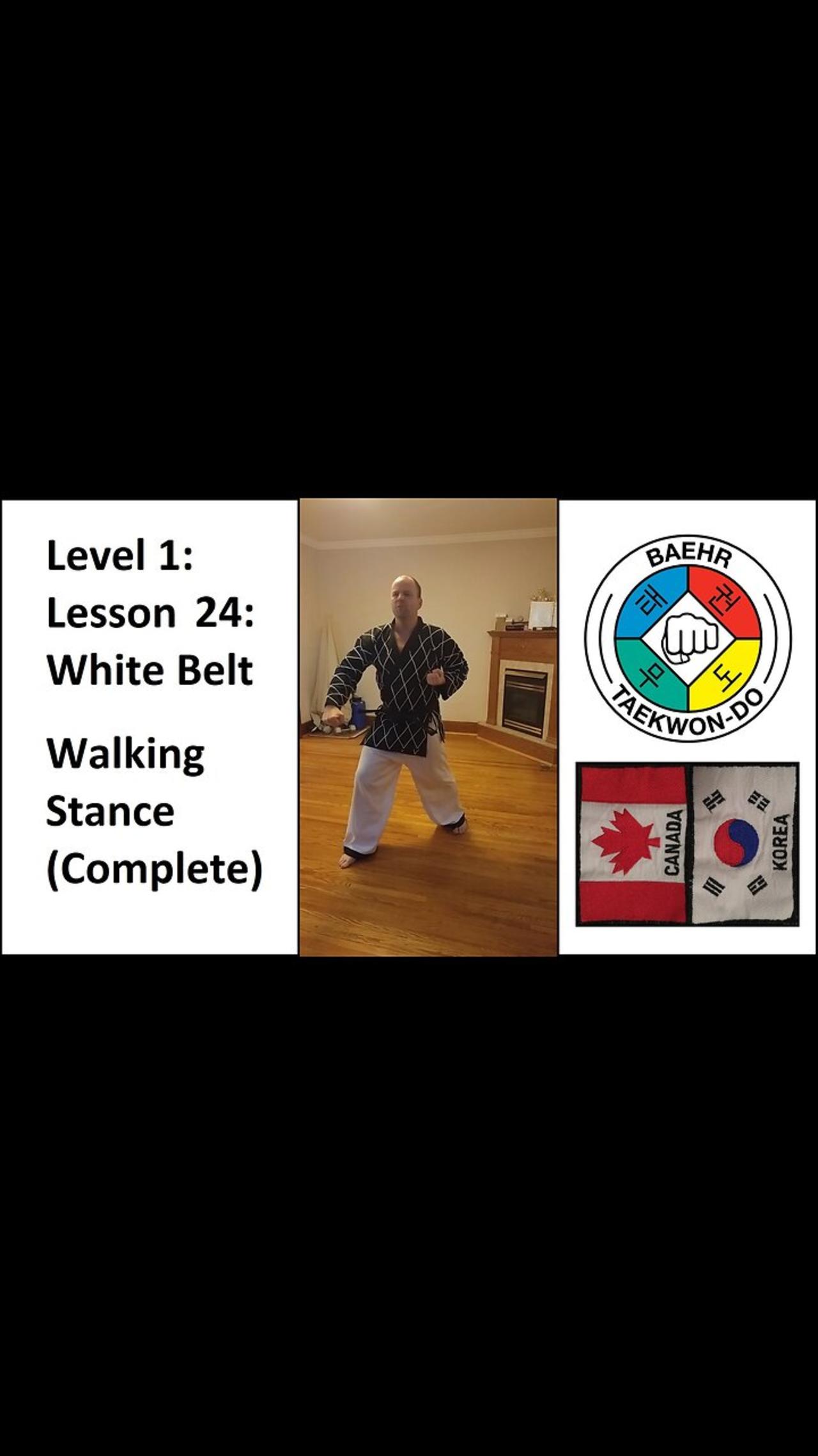 Baehr Taekwondo: 01-24: White Belt: Walking Stance - Complete