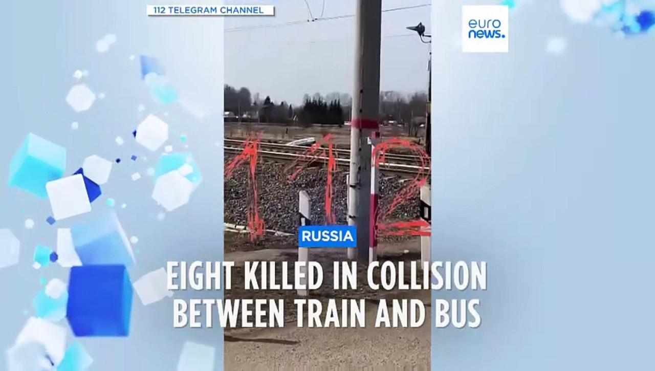 Eight dead as bus collides with train in Russia