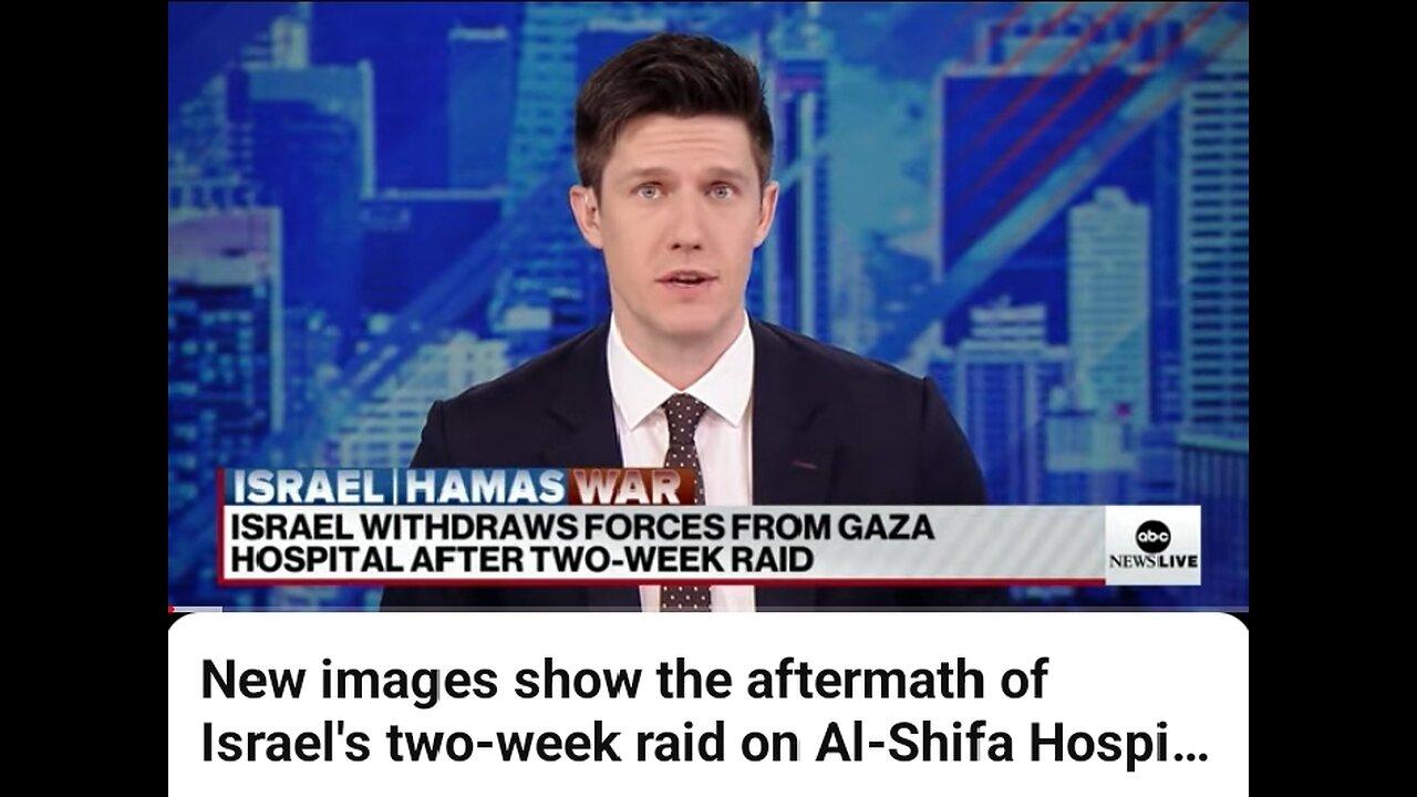 News images  show the afternath of Israel's two-week raid on Al-shifa Hospital.