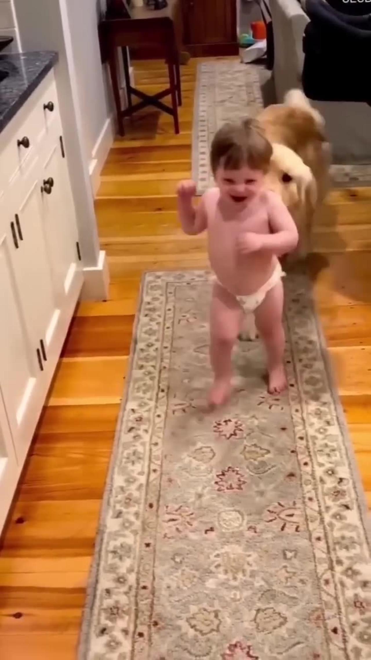 Cute baby enjoys playing with dog 🤭🥰🤭 #shorts #shortsfeed #cute #baby #cutebaby #trending.mp4