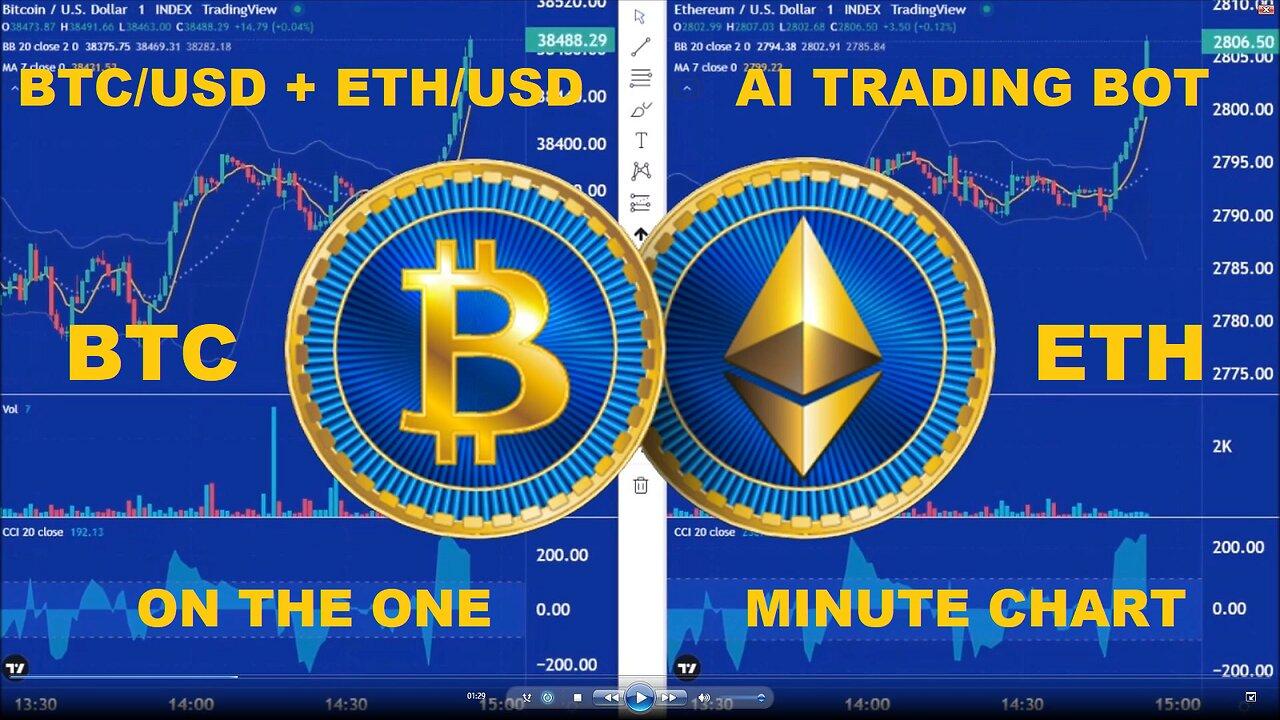 LIVE - AI Trading Bot - Buy + Sell Signals for BTC + ETH - 1 Minute Chart