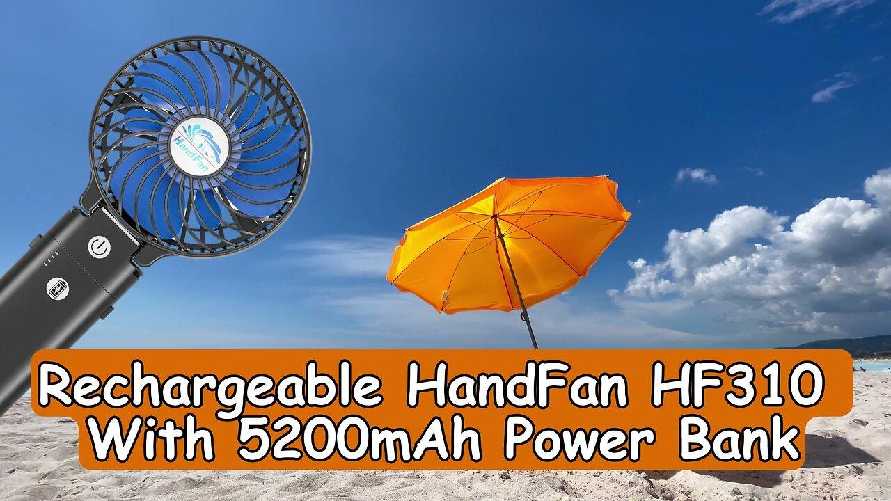 HandFan HF310 Rechargeable Portable Handheld Fan With 5200mAh Power Bank, Unboxing And Full Review