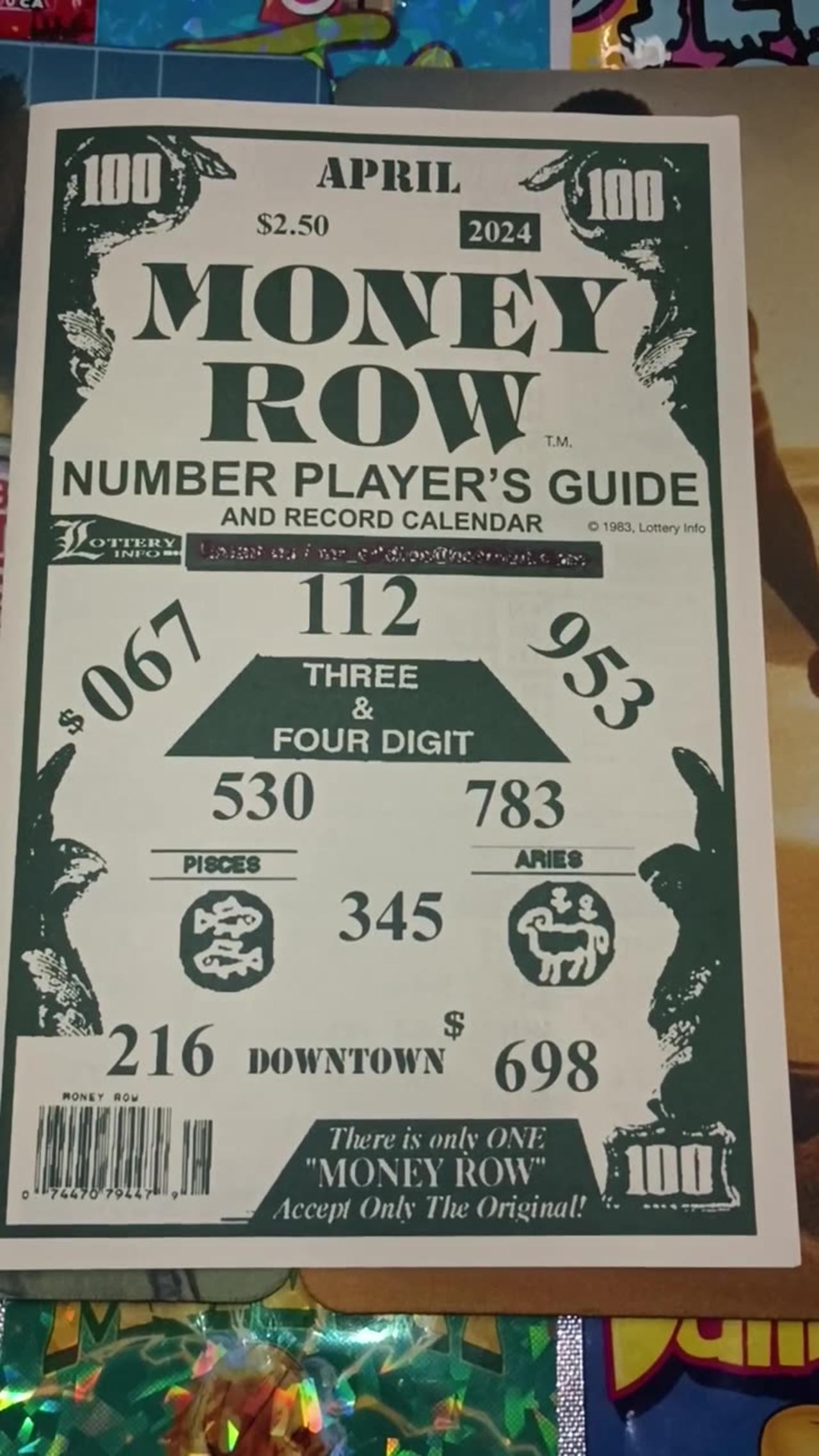 Money Row Lucky Lottery Guide April 2024
