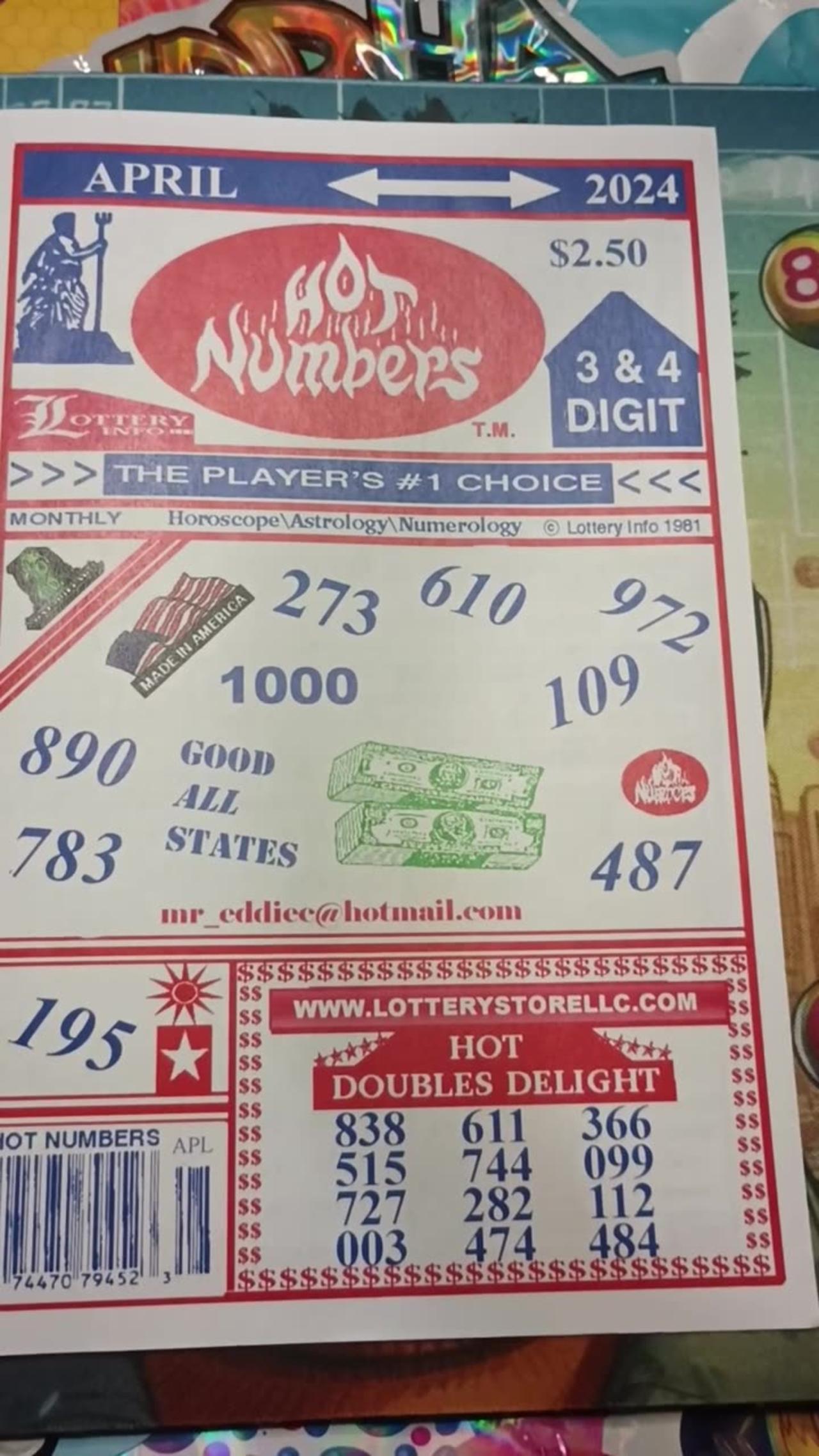 Hot Numbers April 2024 Lucky Lottery Numbers