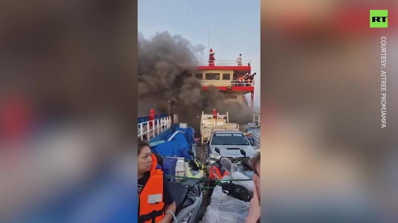Fire engulfs Thai ferry with over 100 people on board