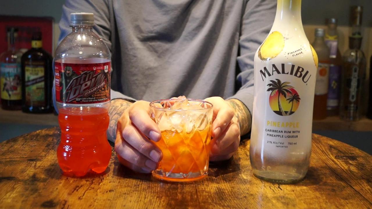 Malibu Pineapple Rum & Mtn Dew Game Fuel Citrus Cherry