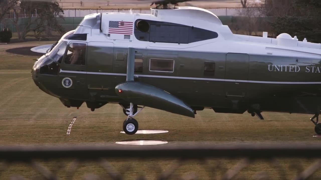 Donald Trump's Departure from the White House in 2021 - Marine One