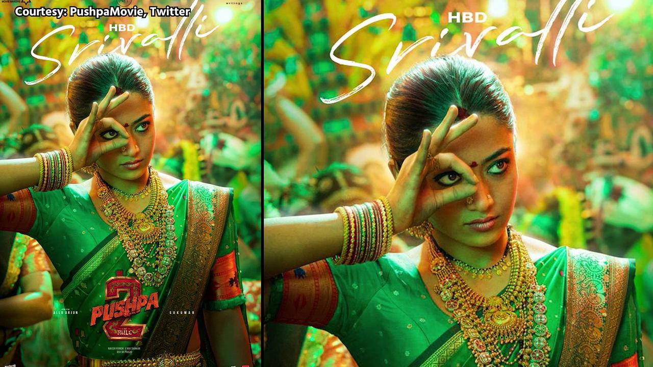 Pushpa 2: The Rule’ makers unveil Intriguing Poster of Rashmika as Srivalli on her Birthday!