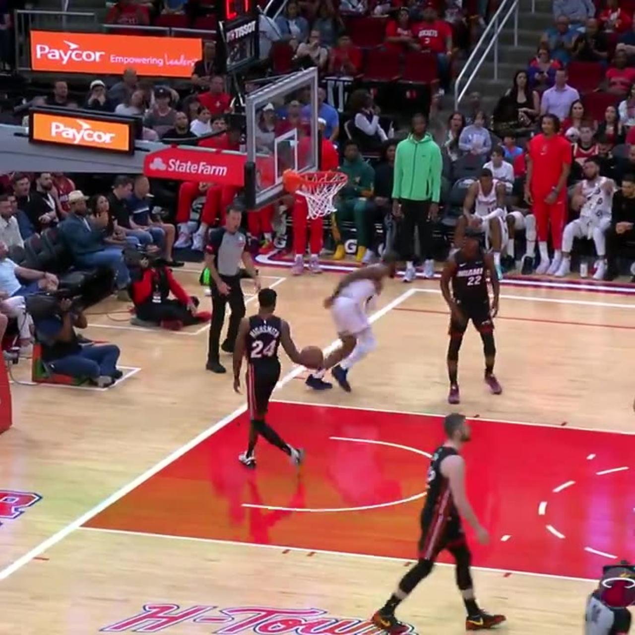 NBA: Whitmore Drops Reverse Slam! Heat vs. Rockets