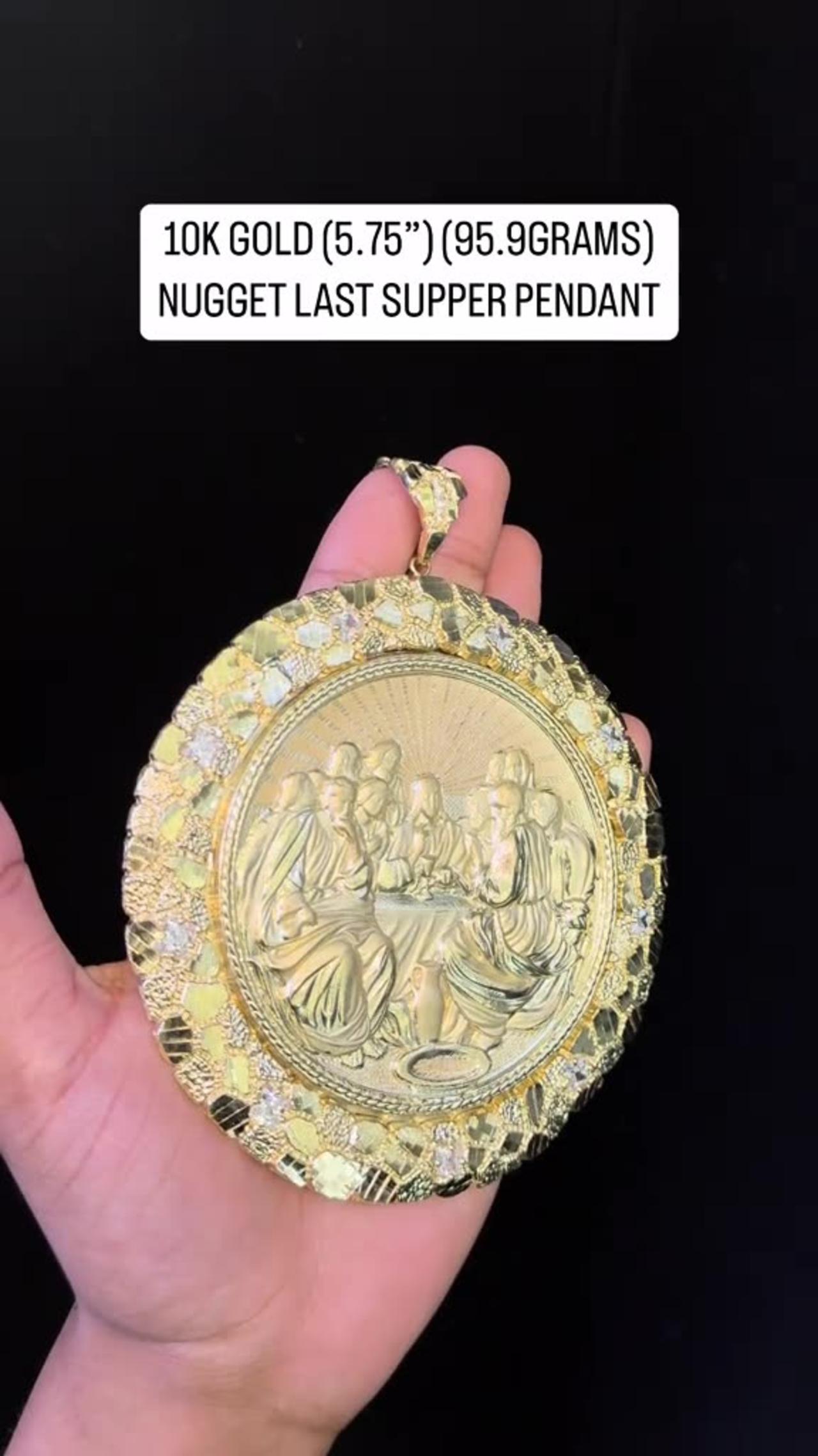 New 10K Gold Nugget Style Last Supper Pendant on sale
