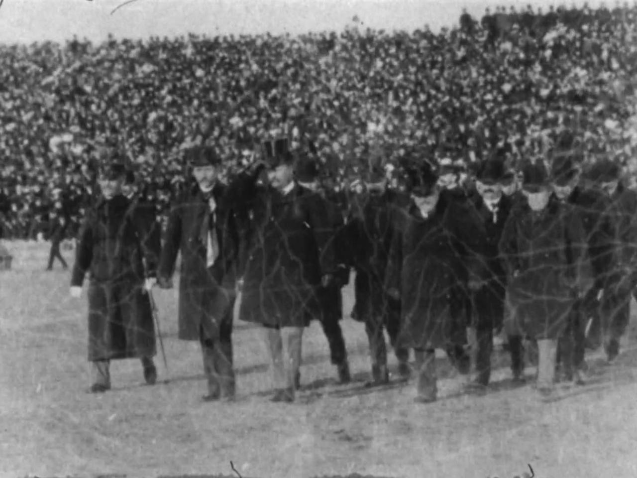 President Roosevelt At Army-Navy Football Game (1902 Original Black & White Film)