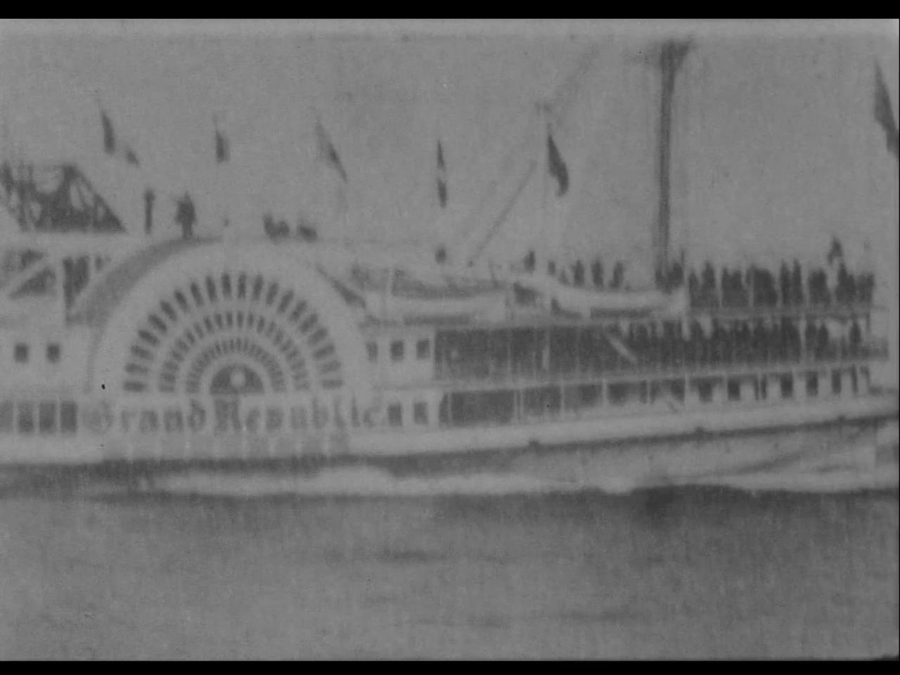 The Grand Republic Passing The Columbia (1899 Original Black & White Film)