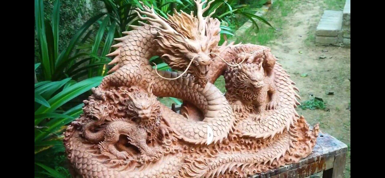 Carving Dragons from a piece of Wood - Ingenious Chainsaw Carvingg skill | Best Wood Carving
