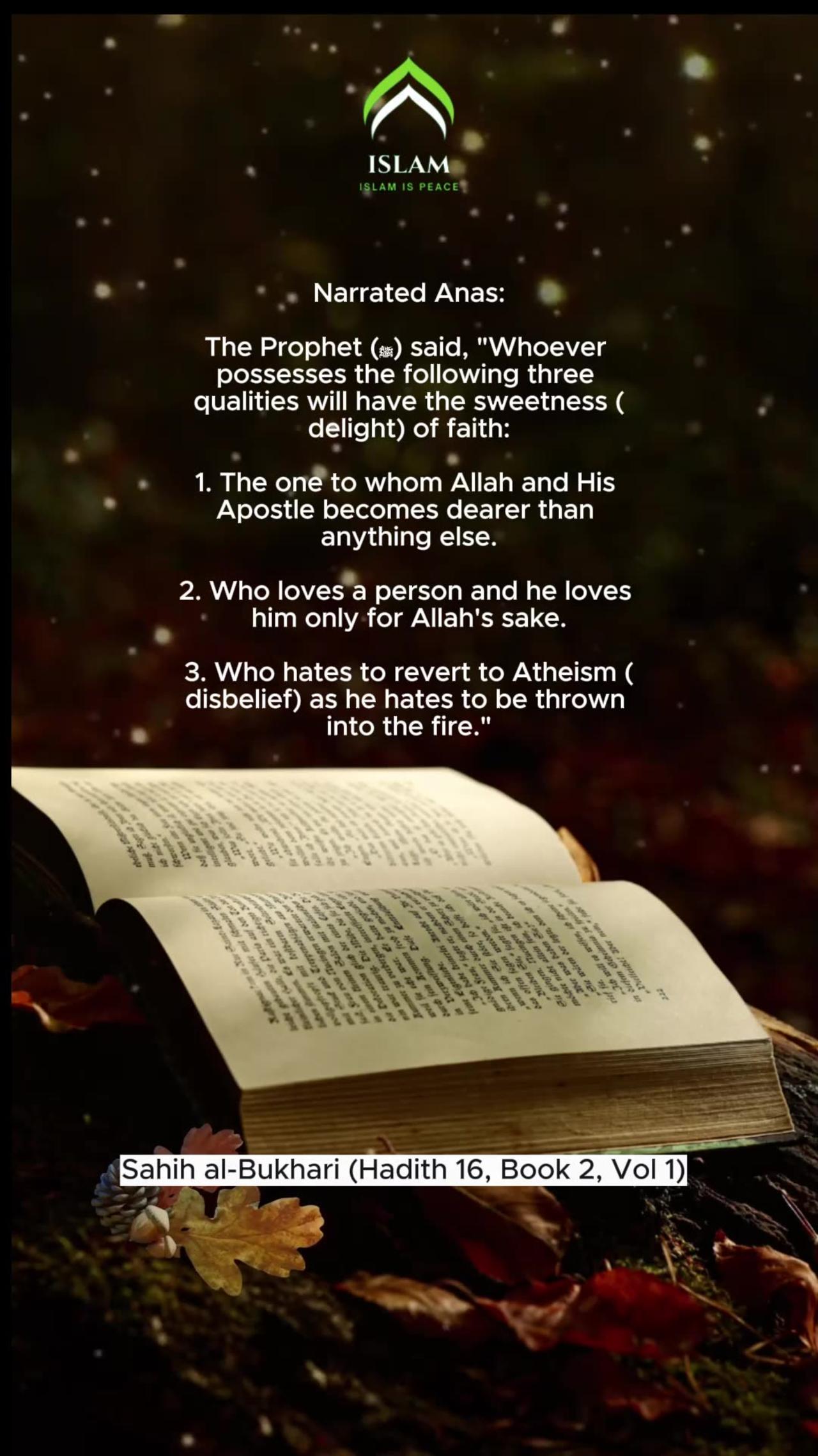 Delight of Faith | sahih bukhari 16 #quotes #hadithstudies #hadith #islamicscripture #sahihbukhari