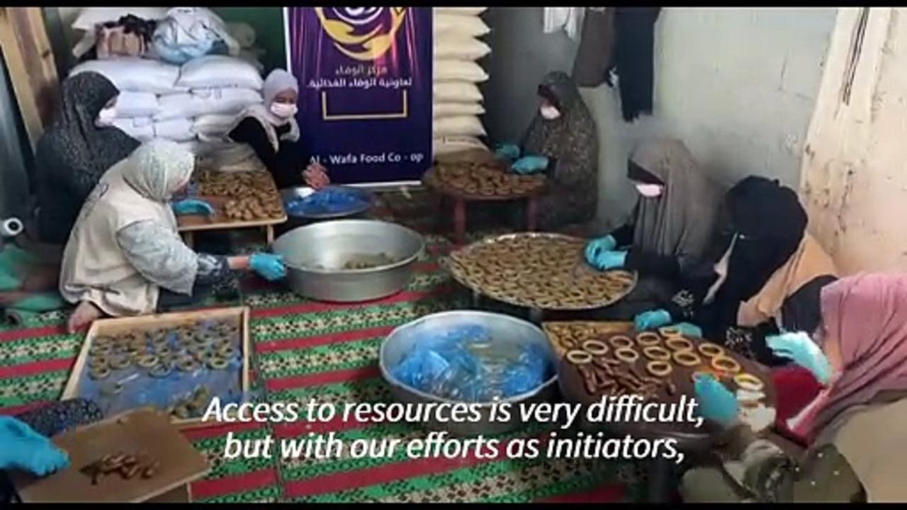 Volunteers prepare traditional pastries in southern Gaza for Eid celebrations