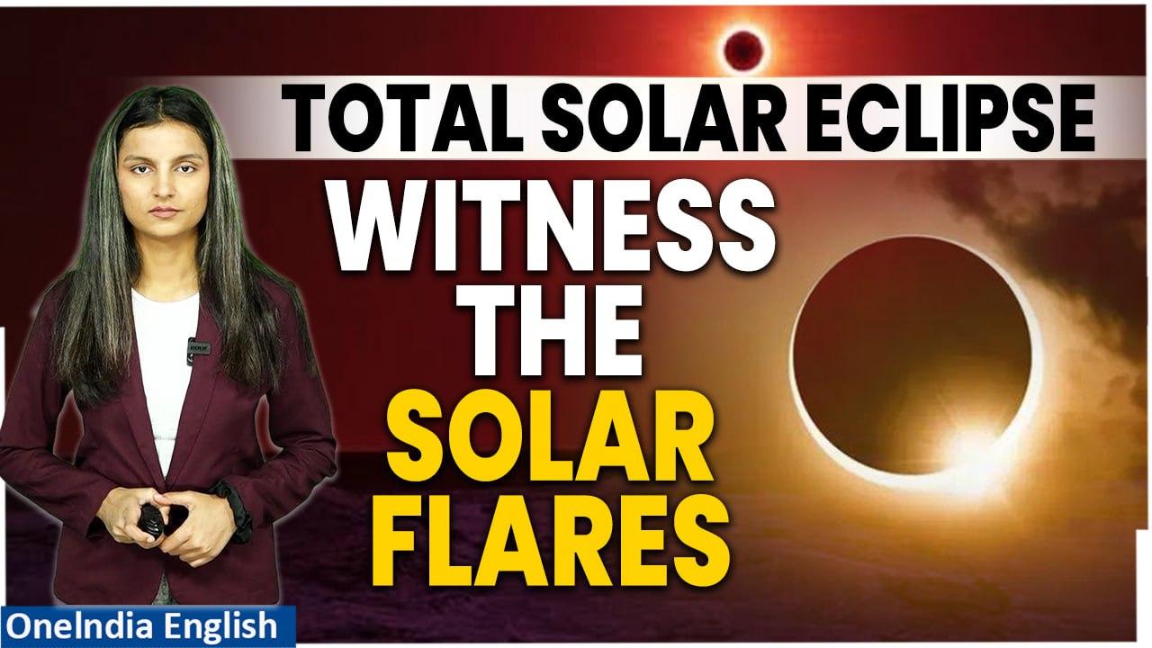 Total Solar Eclipse: What Are Solar Flares Captured by Skygazers? | Oneindia News