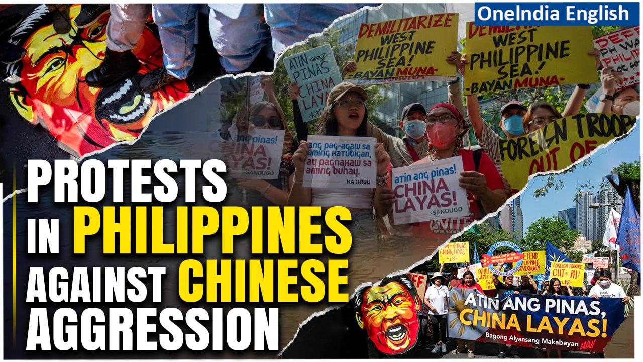 Philippine protesters trample on Xi effigy, condemn China’s maritime ‘aggression’ | Oneindia News