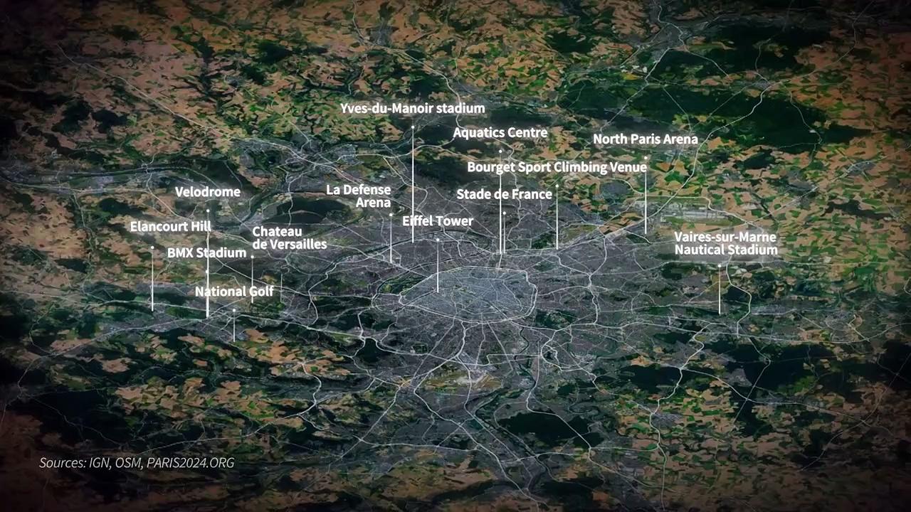 Paris 2024 Games: animated map of competition sites in Paris region
