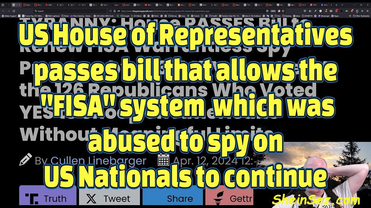 House of Representatives passes bill that allows the "FISA" system to continue-499