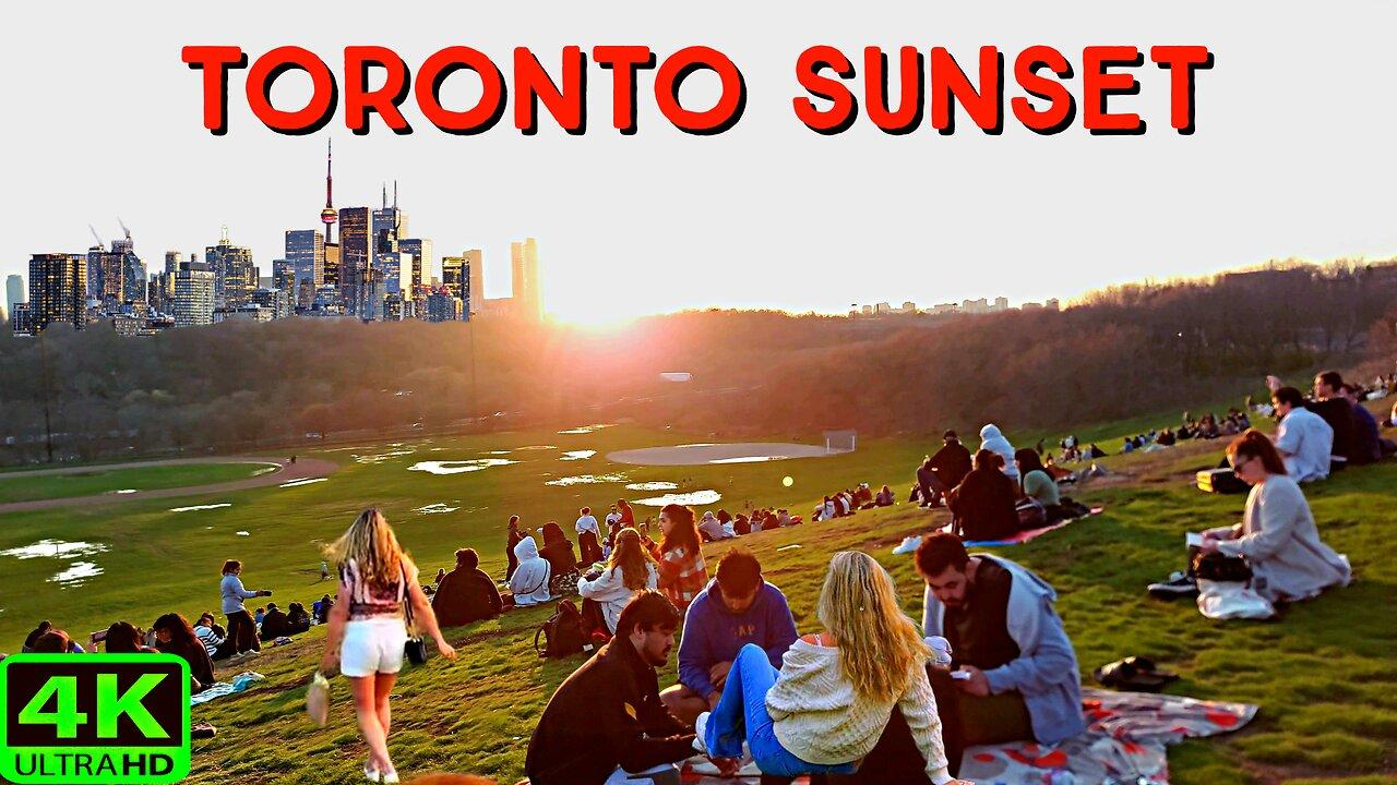 【4K】Downtown Toronto Sunset & Skyline Riverdale Park 🇨🇦