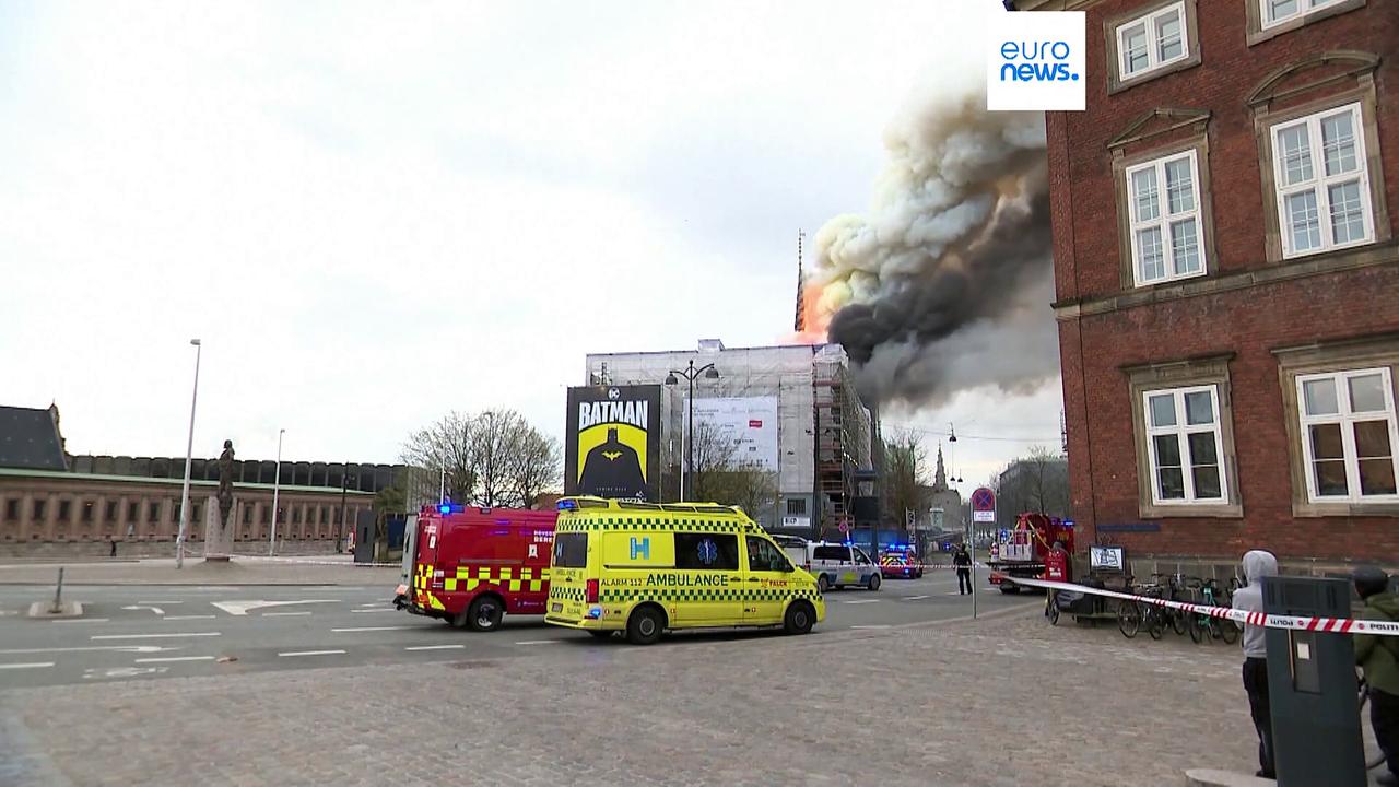 Fire engulfs historic Copenhagen Stock Exchange, spire collapses