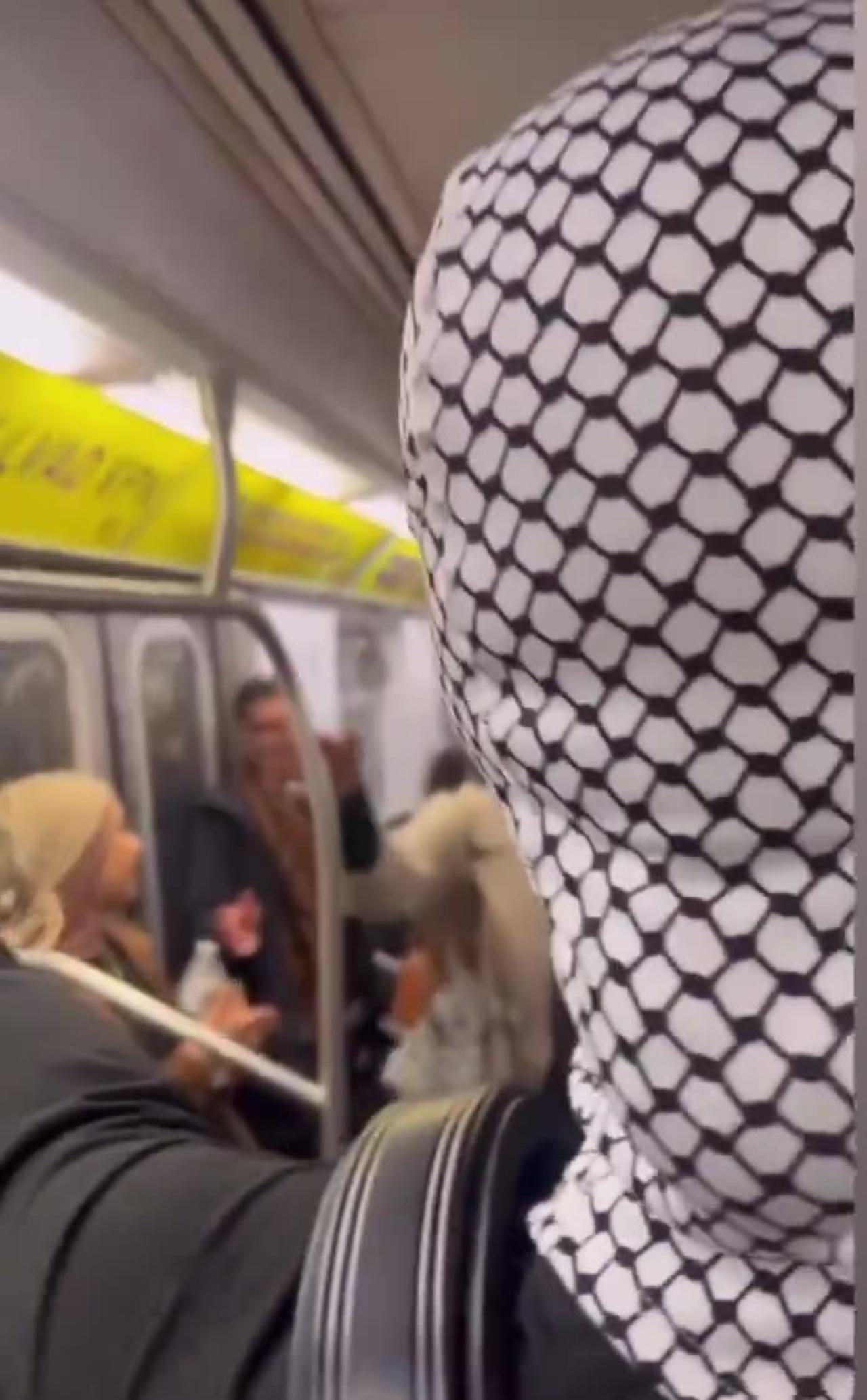 Palestinian activists call for Jewish genocide on the NYC Metro.