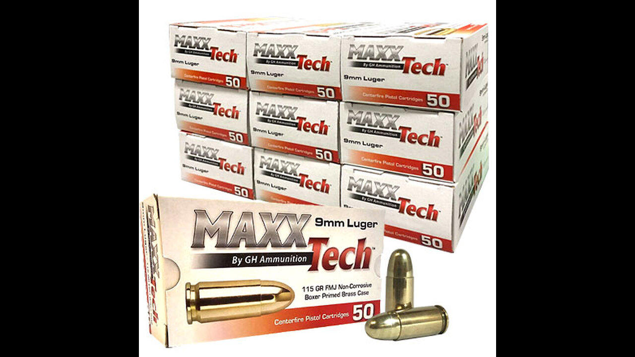 MAXXTech 9mm 115 Grain Full Metal Jacket 500 Round Case #0001