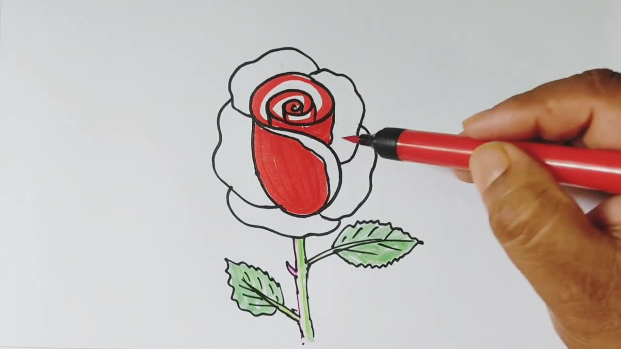 How To Draw A Rose Flower From S   S  দিয়ে গোলাপ ফুল ছবি আঁকা