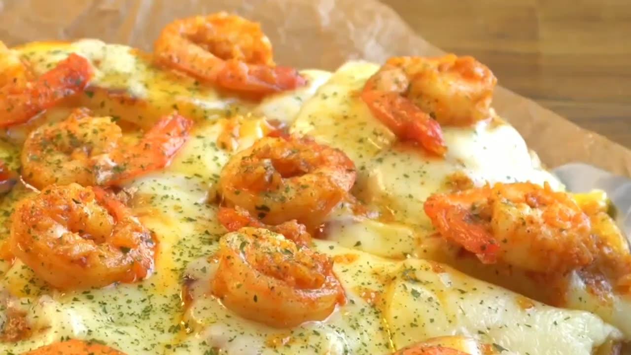 mazing Shrimp potato pizza recipe | How To make Potatoes pizzas recipes at home