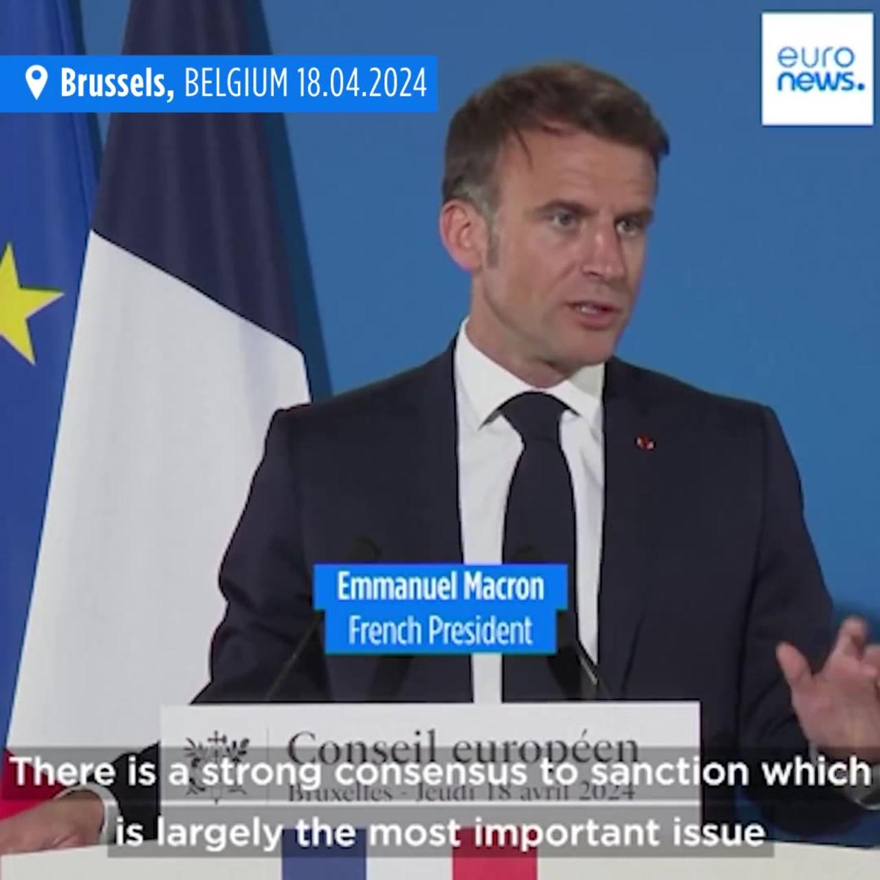 Macron says EU leaders agree on sanctions to 'contain' Iran's nuclear activities.