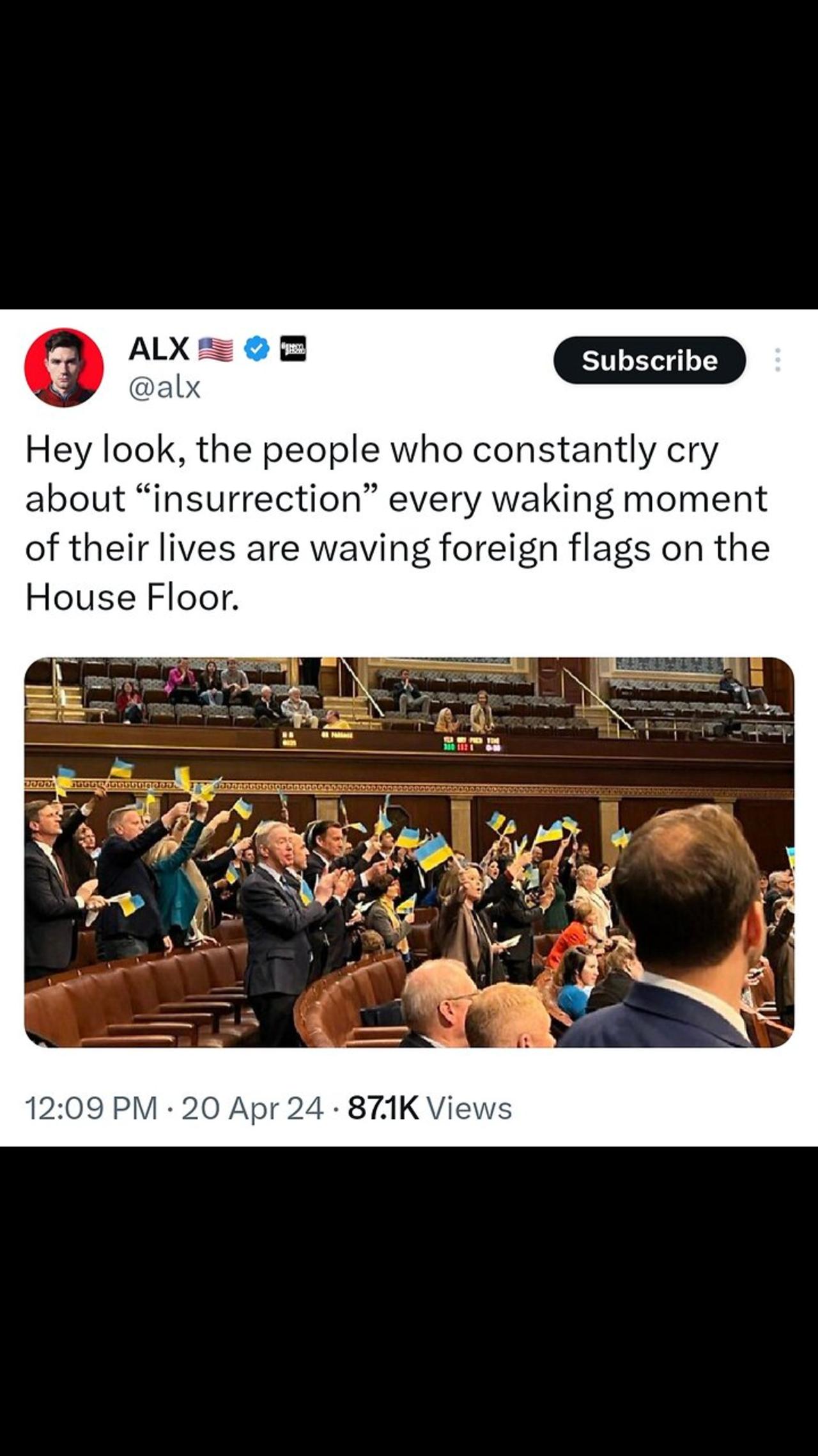 Democrats Waiving Ukraine Flags On House Floor When $60 Billion For Ukraine Passed