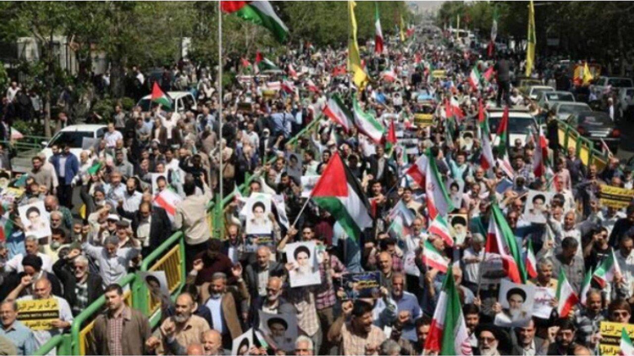 "Iranians March in Tehran Chanting 'Death to America, Israel' Post Revenge Attack"