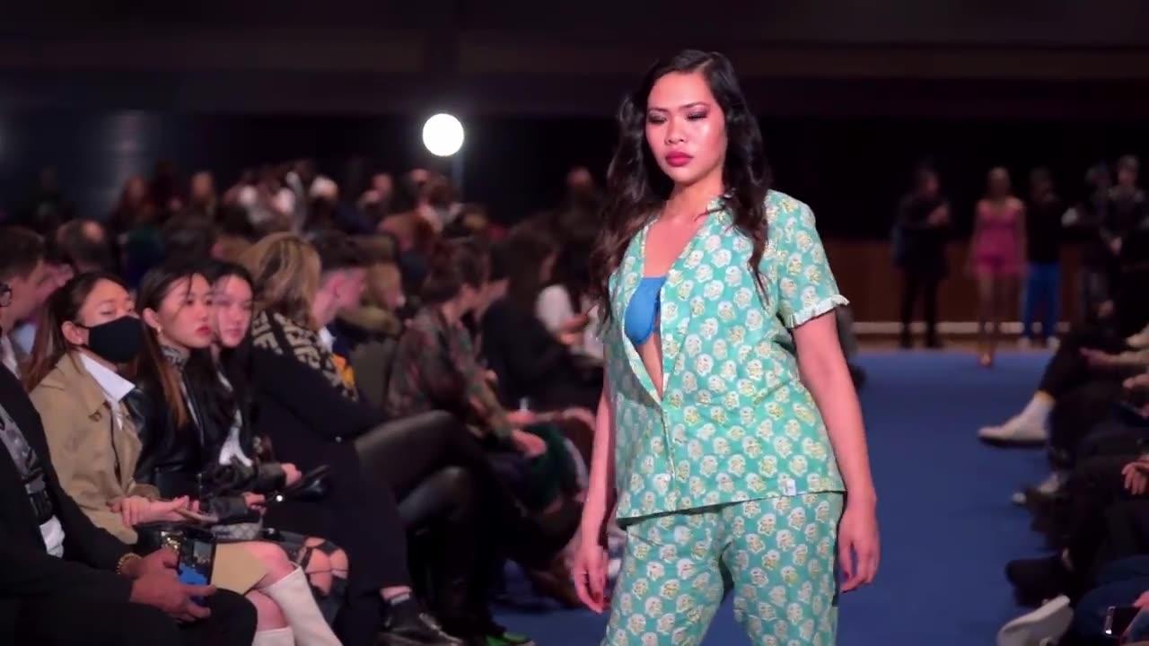 Paris Fashion Show Ramp Walk Model catwalk in slow motion