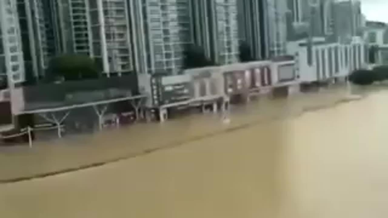 Severe flooding in Guangdong, China heavy rainfall has led to widespread devastation in region