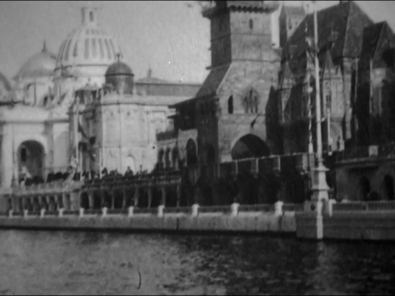 Panorama Of The Paris Exposition, From The Seine (1900 Original Black & White Film)