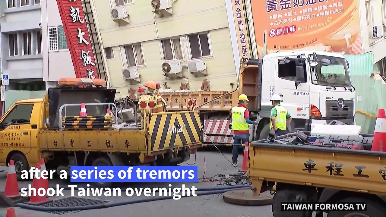 Powerful tremors damage buildings in Taiwan
