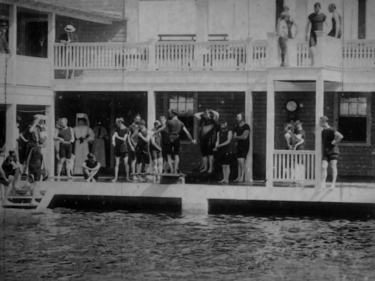 Swimming Pool, Palm Beach, Florida (1905 Original Black & White Film)