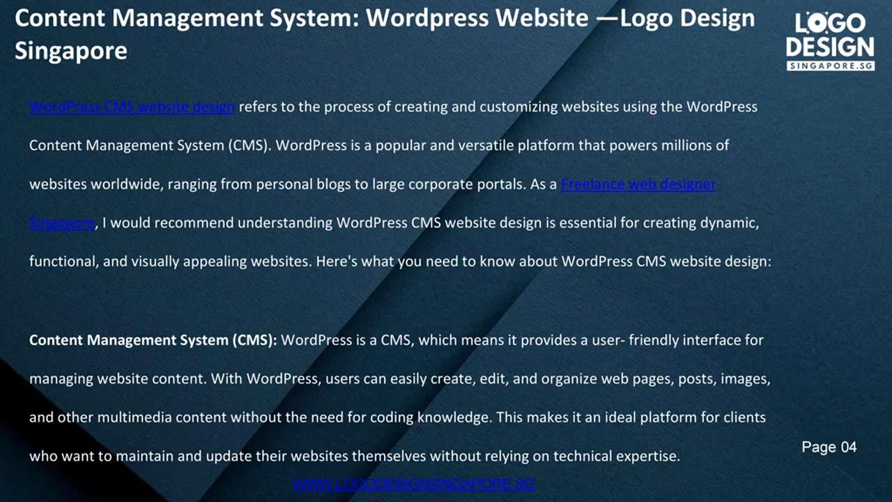 Content Management System: Wordpress Website — Logo Design Singapore